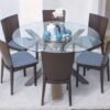 Vanessa Glass Top Round Dining Table + 6 Chairs