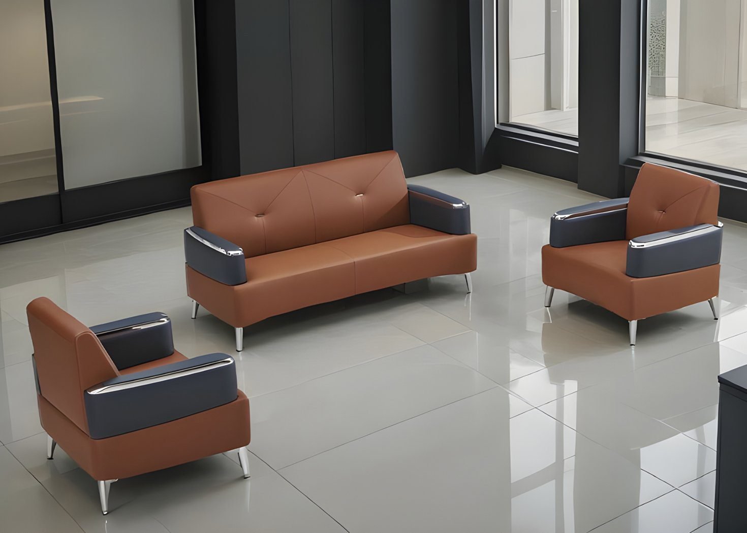 5 Seater Lanton–Office Sofa