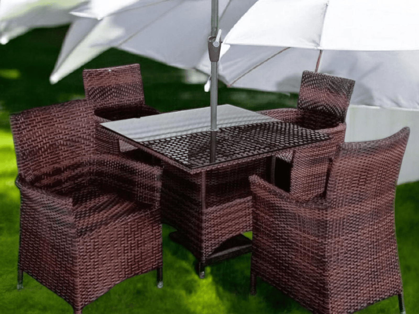 Second image of Canopy-Outdoor Square Dining Table + 4 Chairs + Umbrella