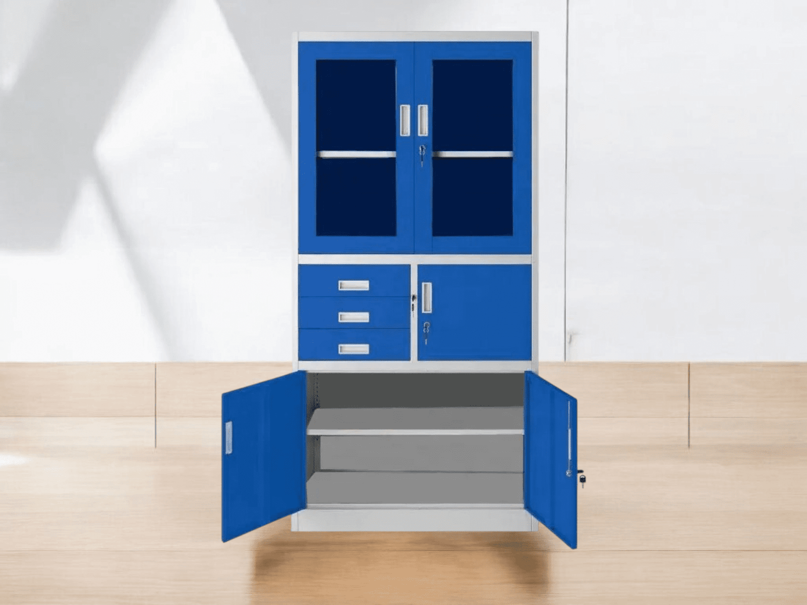 Second image of Steel Filing Cabinet With Safe Box (blue grey)