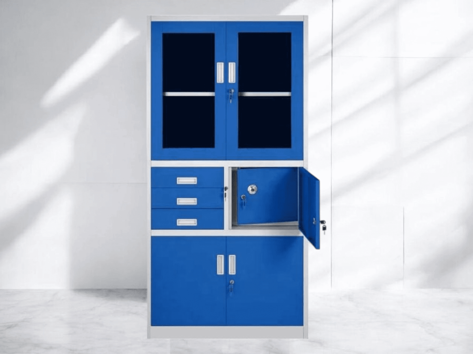 Steel Filing Cabinet With Safe Box (blue grey)