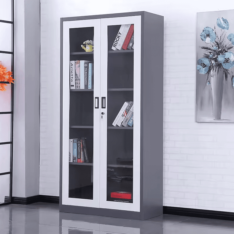 Metal Filing Cabinet (Grey 2-Two Door Full Glass)