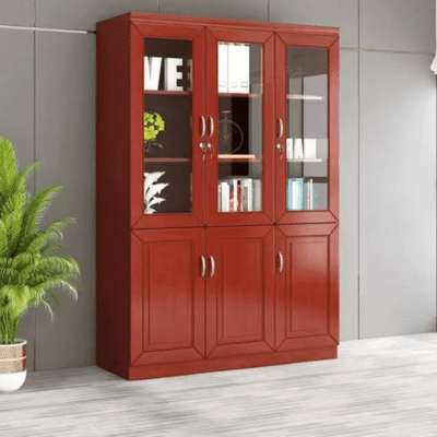3 Door Wooden Filing Cabinet (mahogany coated)