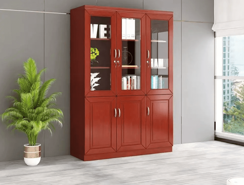 3 Door Wooden Filing Cabinet (mahogany coated)