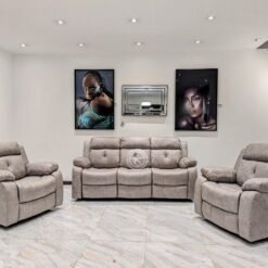 Berima-5 Seater Fabric Recliner Sofa in Grey