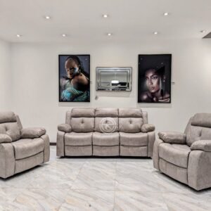 Berima-5 Seater Fabric Recliner Sofa in Grey