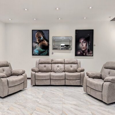 Berima-5 Seater Fabric Recliner Sofa in Grey