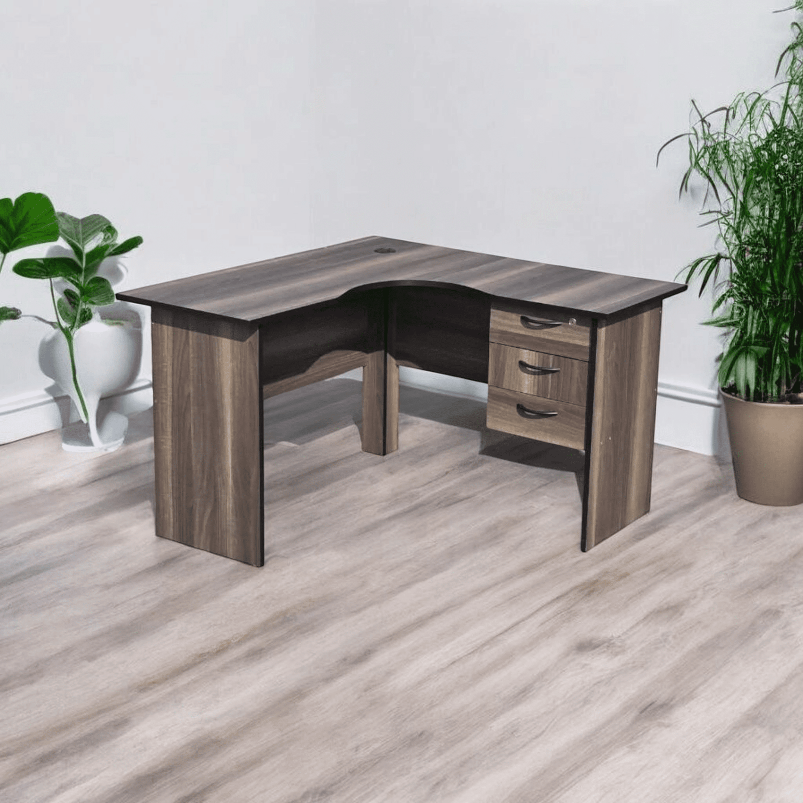 1.2m L-Shaped Office Desk - American Walnut