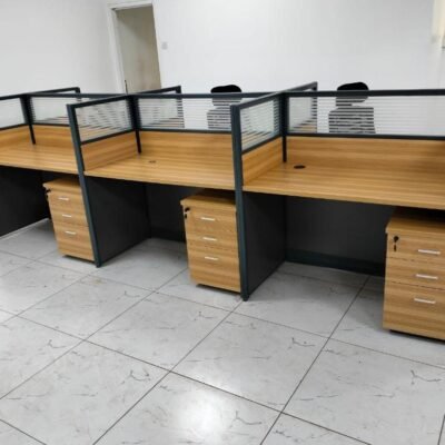 Alternative view of 6-Way Workstation 3.6m x 1.2m in Brown