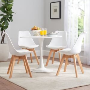 Tulip Dining Table + 4 padded Chairs