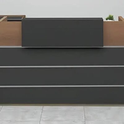 Alternative view of Bisbon 1.6m Reception Counter (Brown Oak/Black)