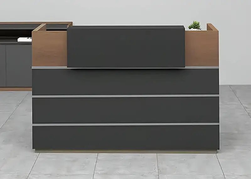 Second image of Bisbon 1.6m Reception Counter (Brown Oak/Black)
