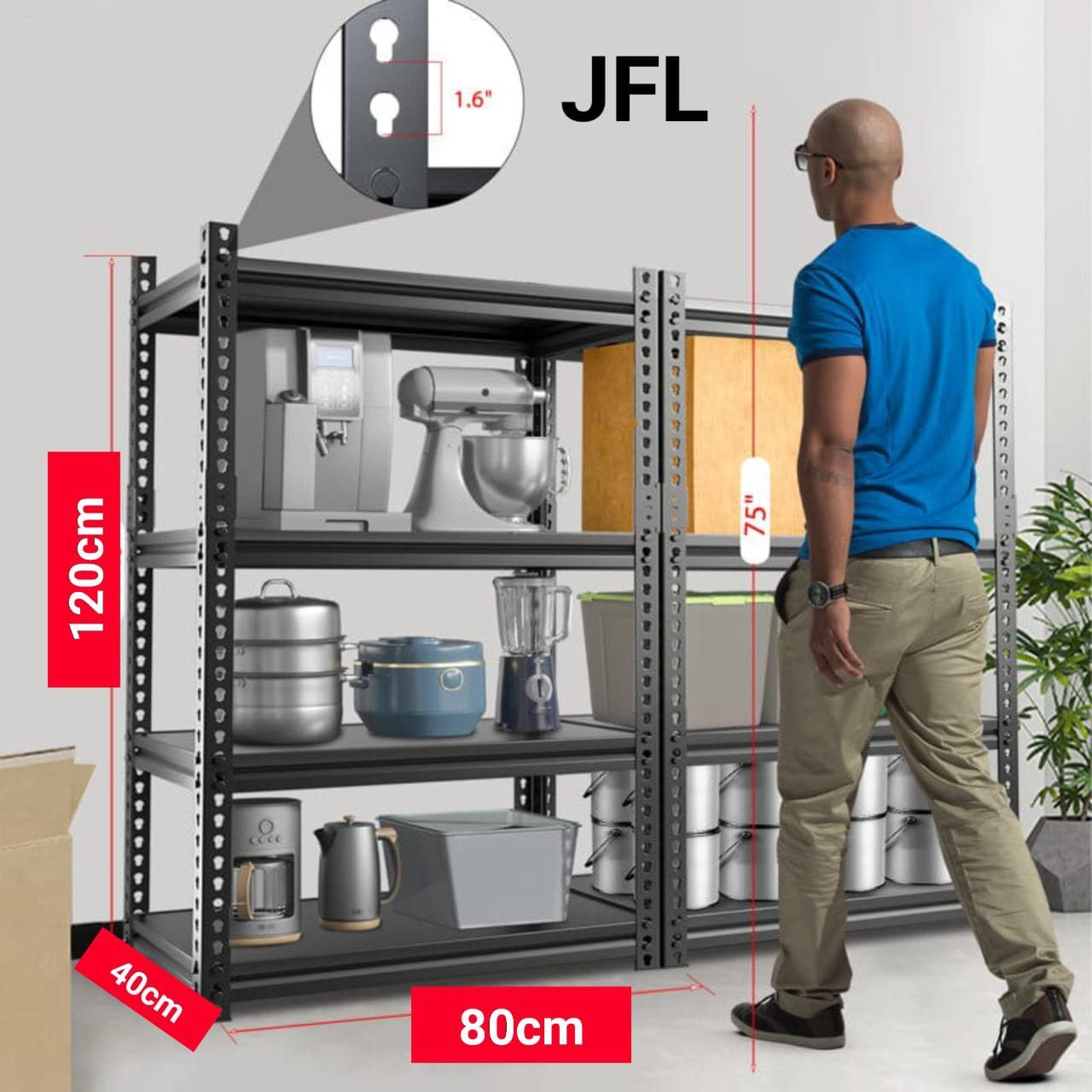 Second image of Helix 4 Tier-Industrial Metallic Shelf