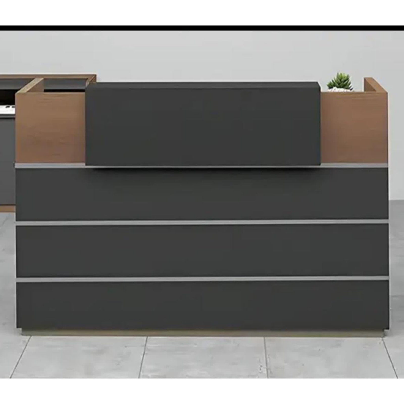 Bisbon 1.6m Reception Counter (Brown Oak/Black)