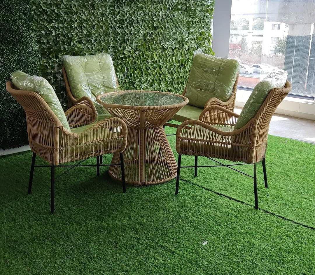 Finland Outdoor Dining Table + 4 Chairs (Brown)