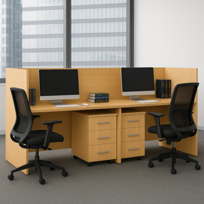 Alternative view of 2-Way Workstation 2.4m x 0.6m in Beach