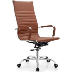 Pentric High Back Chair Brown placed in a modern office environment, paired with executive desk, ideal ergonomic office chair in Kenya