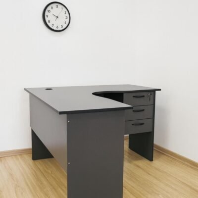 Alternative view of 1.4m L-Shaped Study Desk – Grey