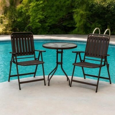 Marion Outdoor Dining Table + 2 Foldable Chairs