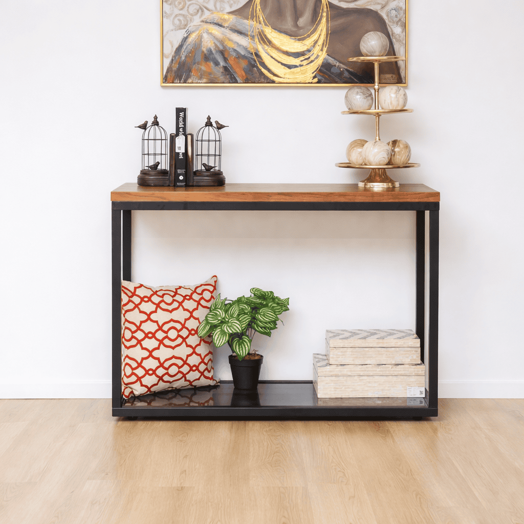 Modern 1.2M Console Table with Storage Shelf for Entryway Use