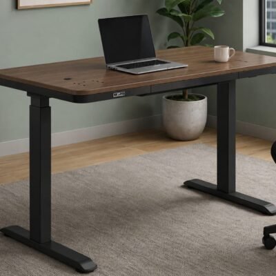1.2M Electric Height Adjustable Standing Desk With Speaker 120×60cm Dark Walnut Dual Motor Ergonomic Office Desk with Bluetooth Speakers Kenya